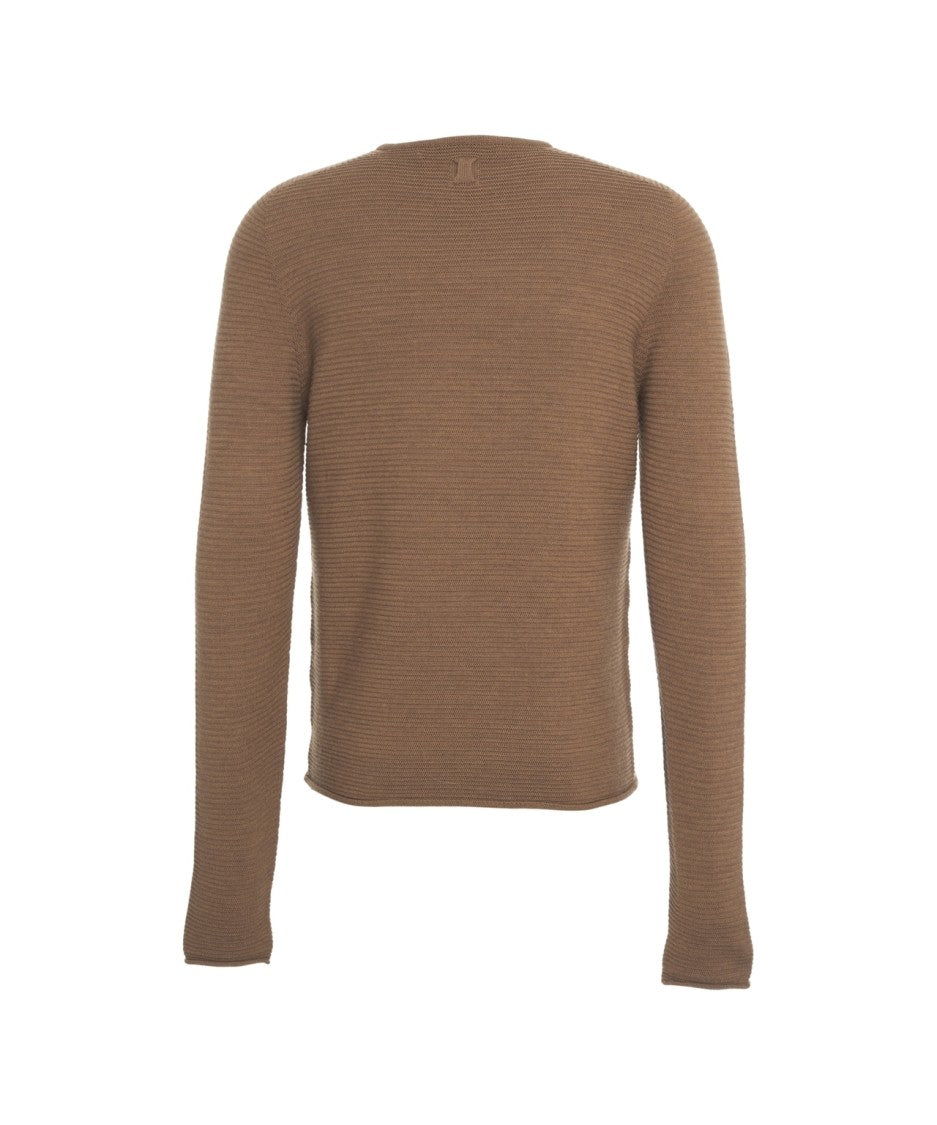 Hannes Roether Ribbed Knit Sweater With Classic Crew Neckline
