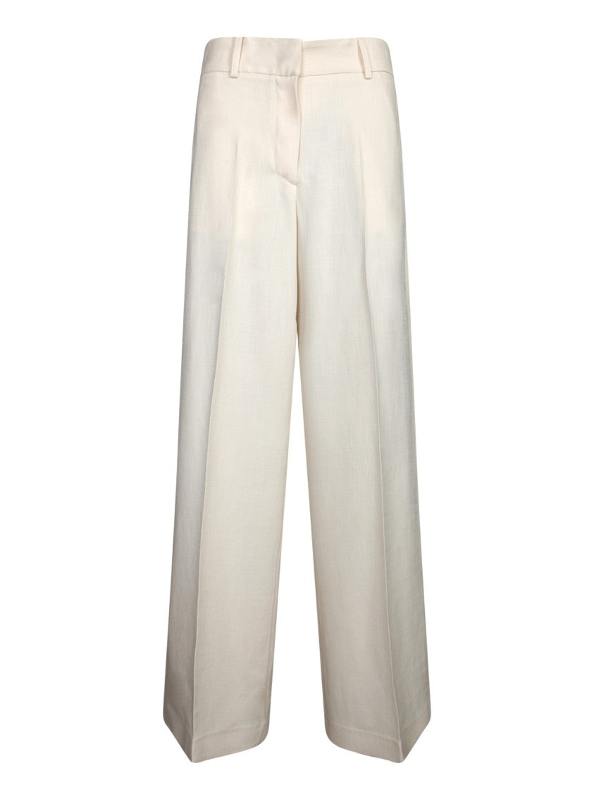 Msgm Wide-Leg White Trousers With Tailored Fit