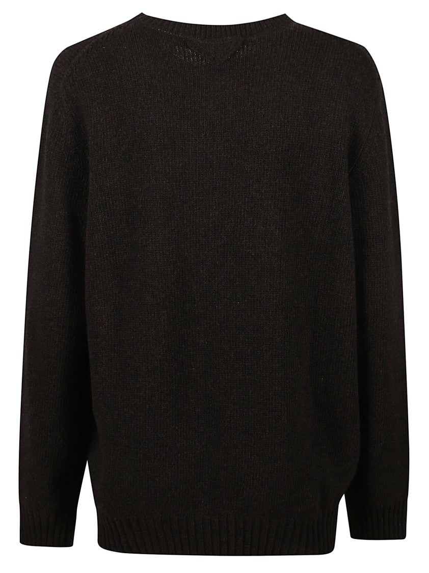 Prada Relaxed Fit Black Cashmere Knit Sweater