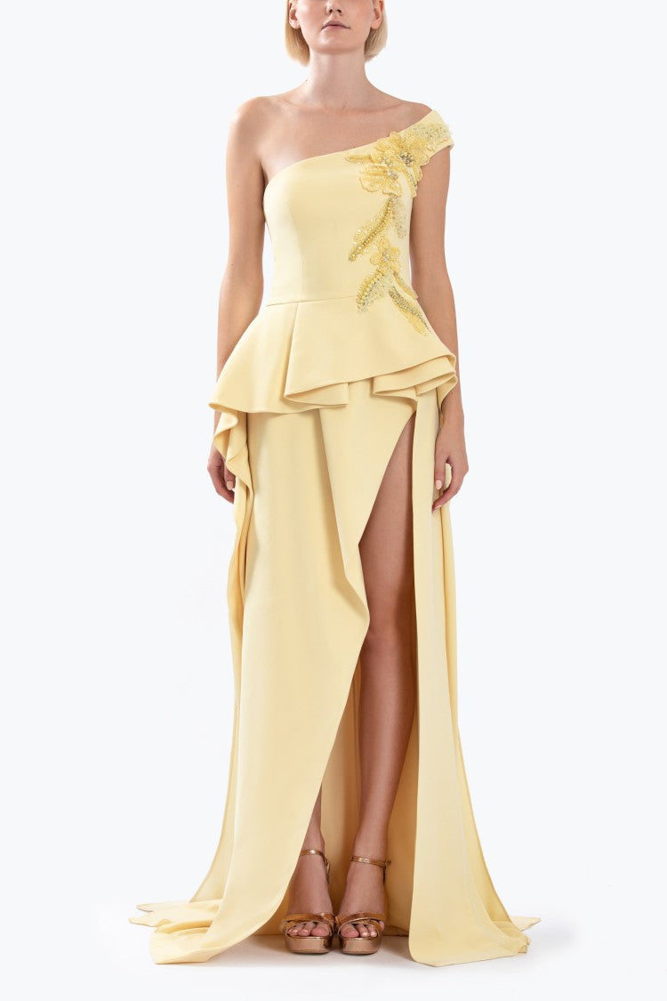 Saiid Kobeisy Long Crepe Embellished Dress