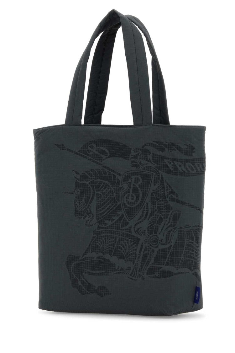 Burberry Charcoal Fabric Shopping Bag