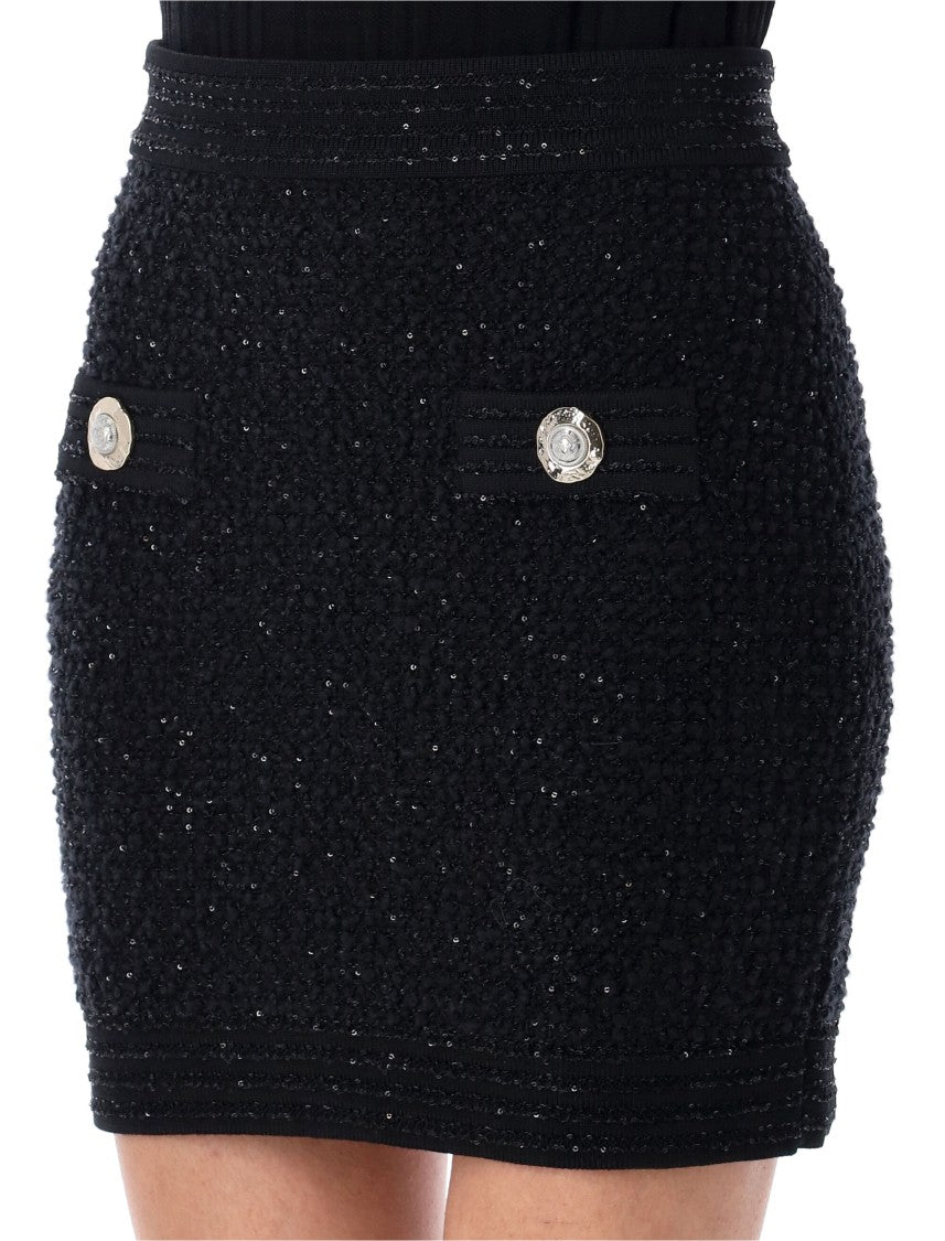 Balmain 2 Pkts Light Tweed Short Skirt