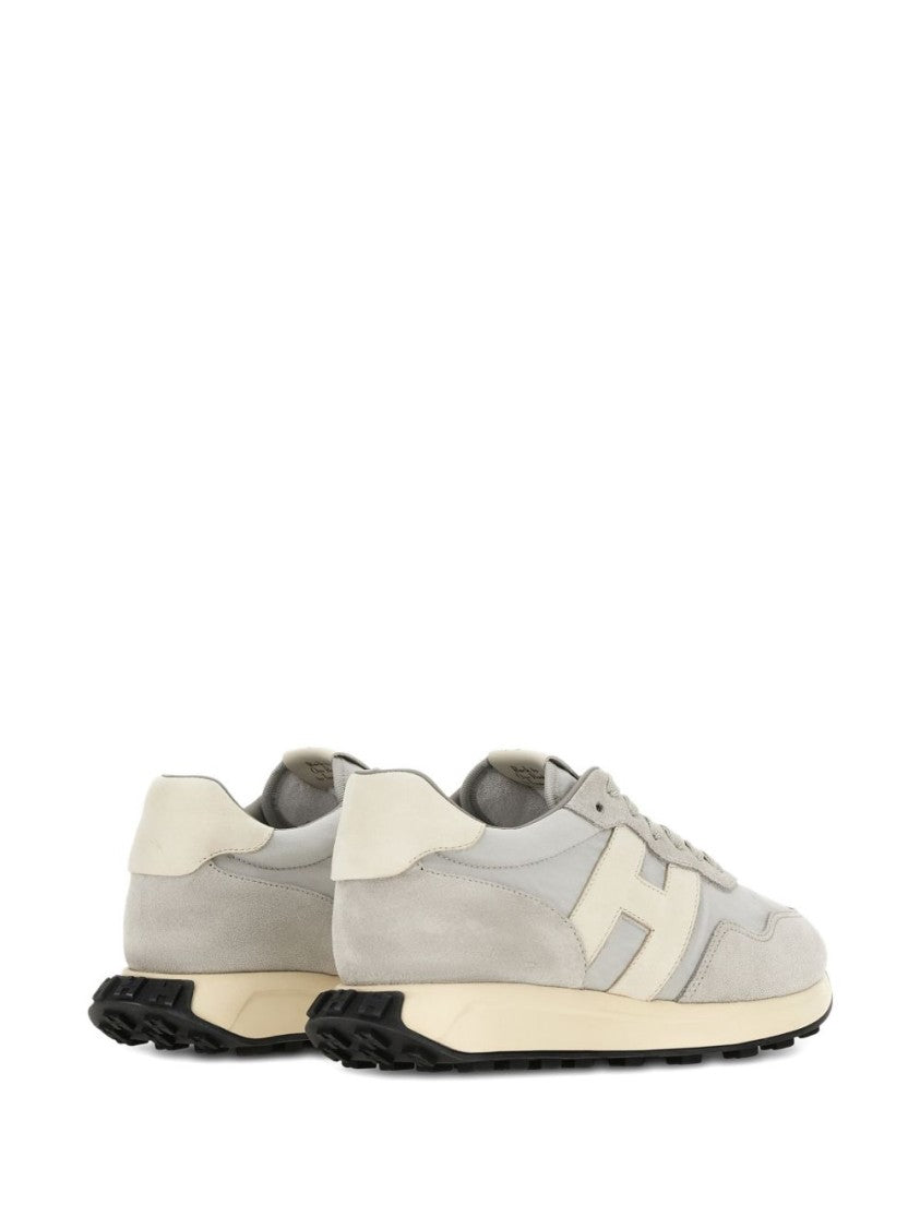 Hogan Grey Suede And Smooth Texture Flat Shoes