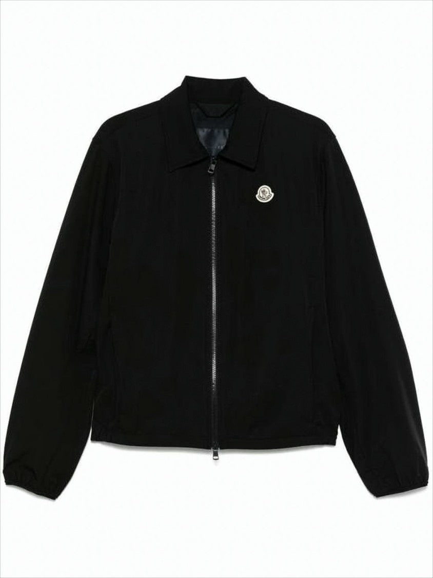 Moncler Minimalist Black Bomber Jacket With Elastic Details