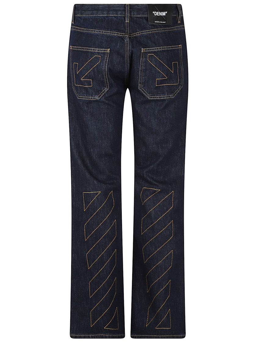 Off-White Straight-Leg Denim Jeans With Arrow Stitching Details