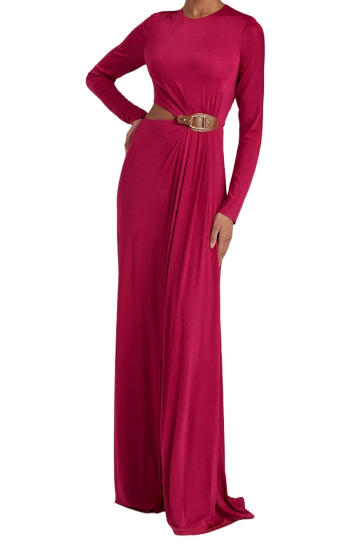 Lauren Ralph Lauren Floor-Length Red Dress With Cutout Waist