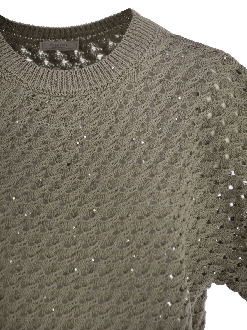 Peserico Cotton Cordonnet Jumper With Sequins
