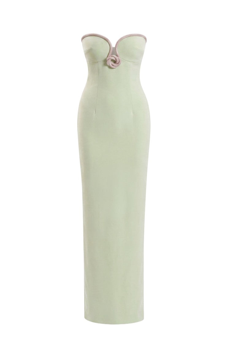 Saiid Kobeisy Strapless Green Midi Dress