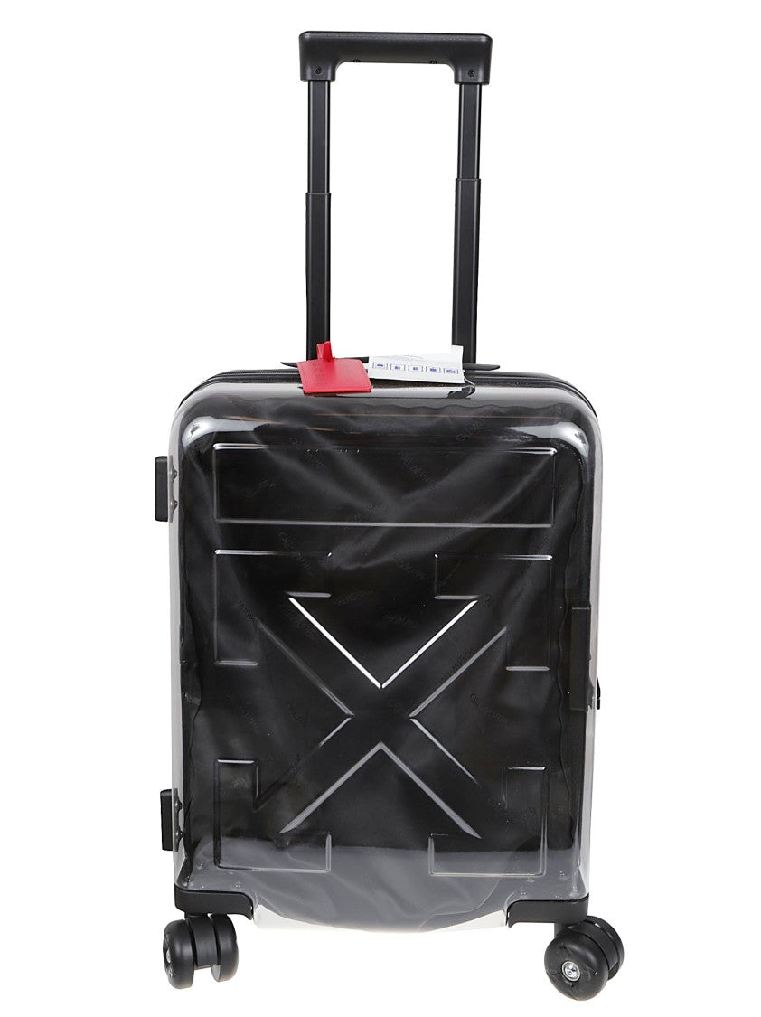 Off-White Transparent Polycarbonate Hard-Shell Suitcase With Embossed Details