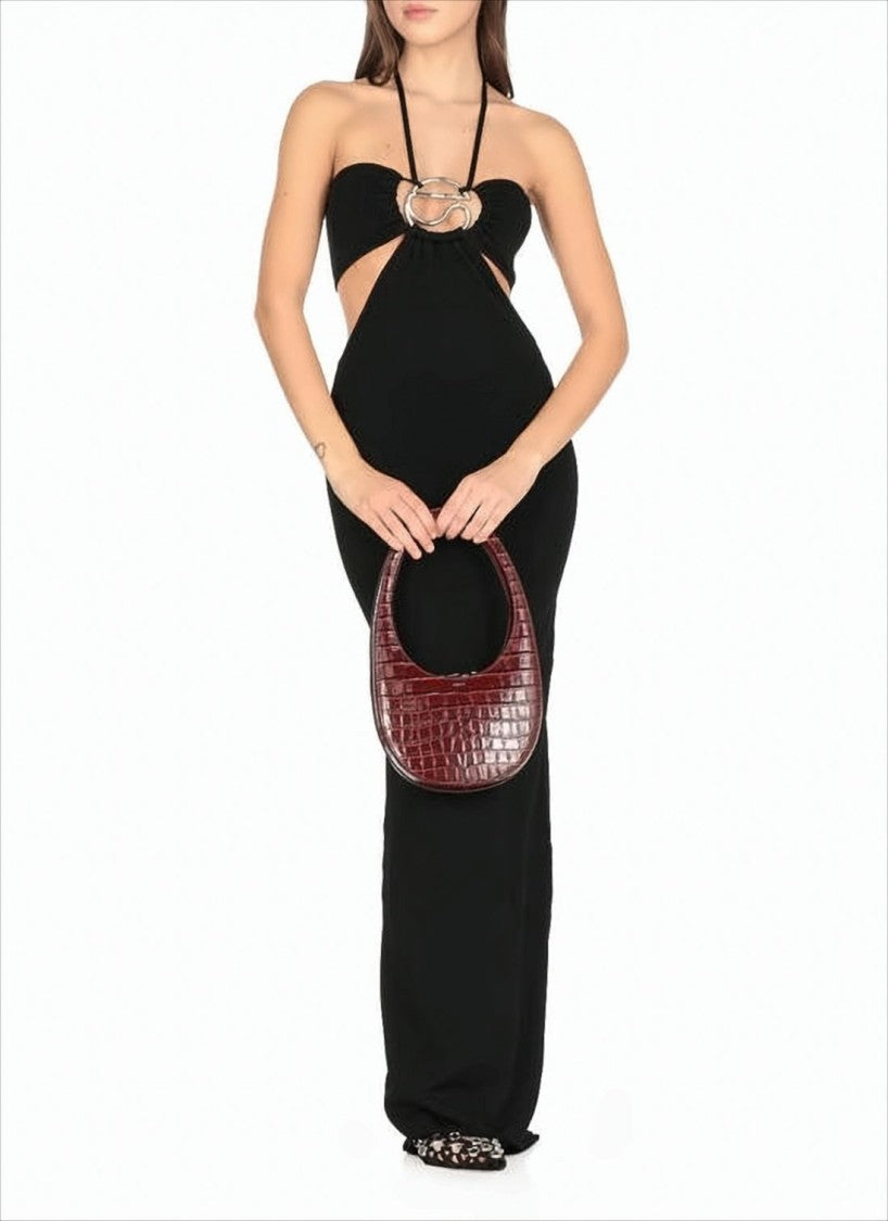 Coperni Crescent-Shaped Crocodile-Embossed Leather Tote Bag