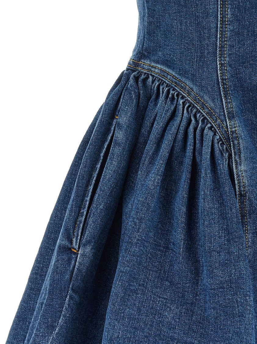 Self-Portrait Denim Skater Style Mini Dress
