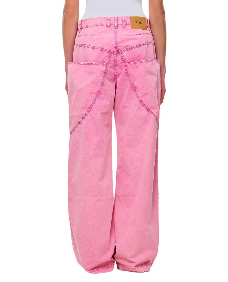The Attico Baggy Long Trousers With Curved Panel Detailing And Logo Embroidery
