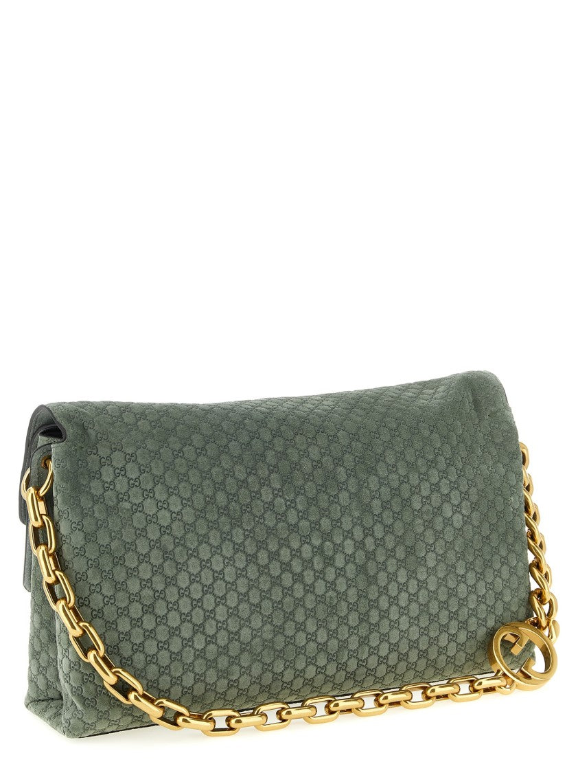Gucci Gg Large Suede Shoulder Bag