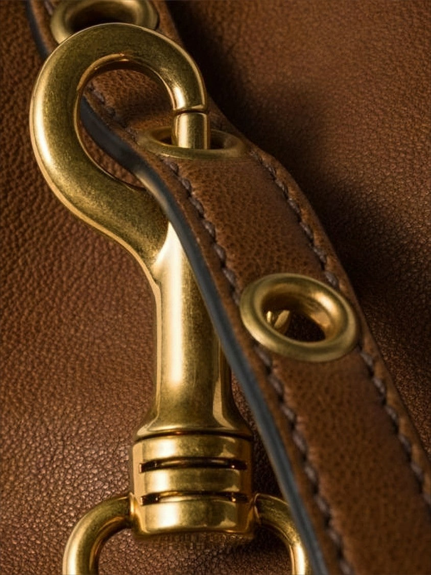 Miu Miu Structured Brown Sheepskin Leather Shoulder Bag