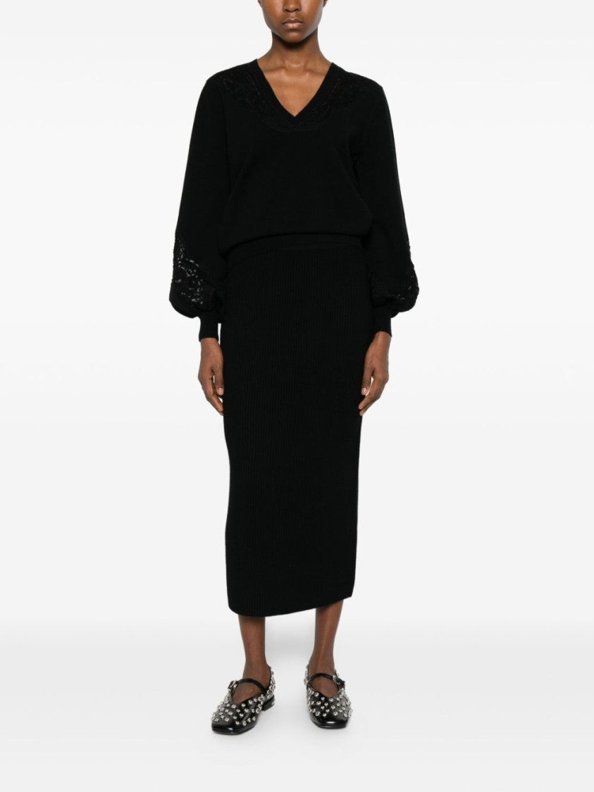 Twin-Set Timeless Black Sweater With Round Neckline