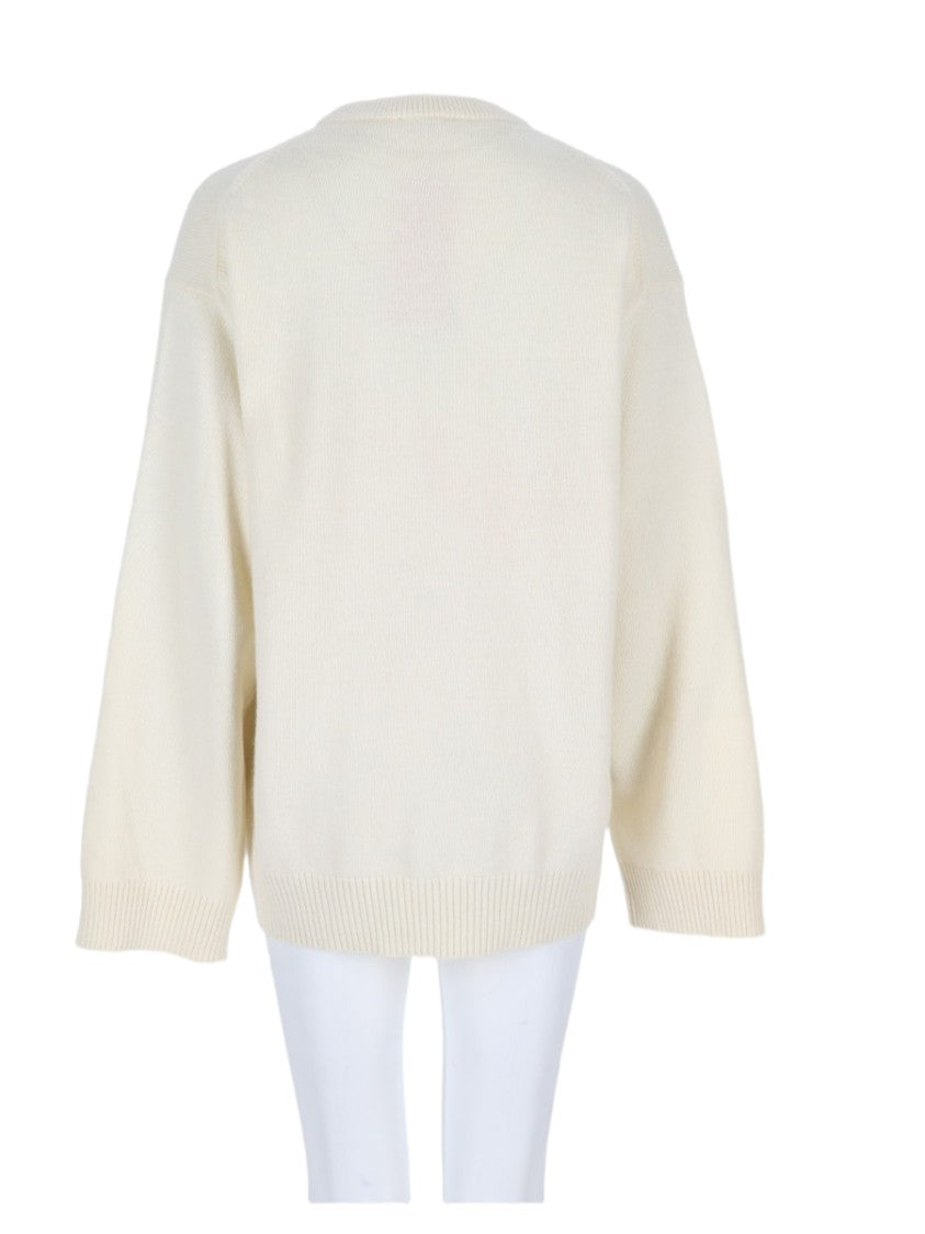 Ganni Textured Graphic Knitwear Sweater With Relaxed Fit
