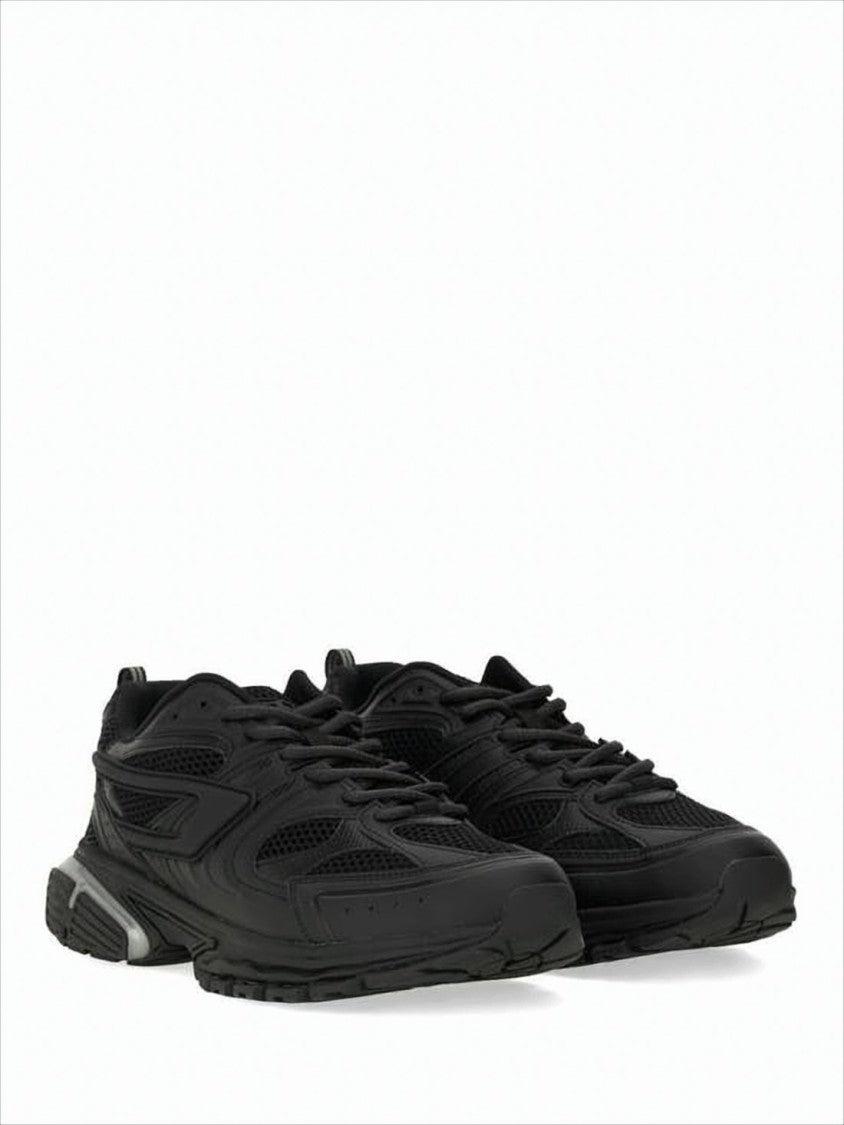 Diesel Black Mesh Sports Sneakers With Textured Sole