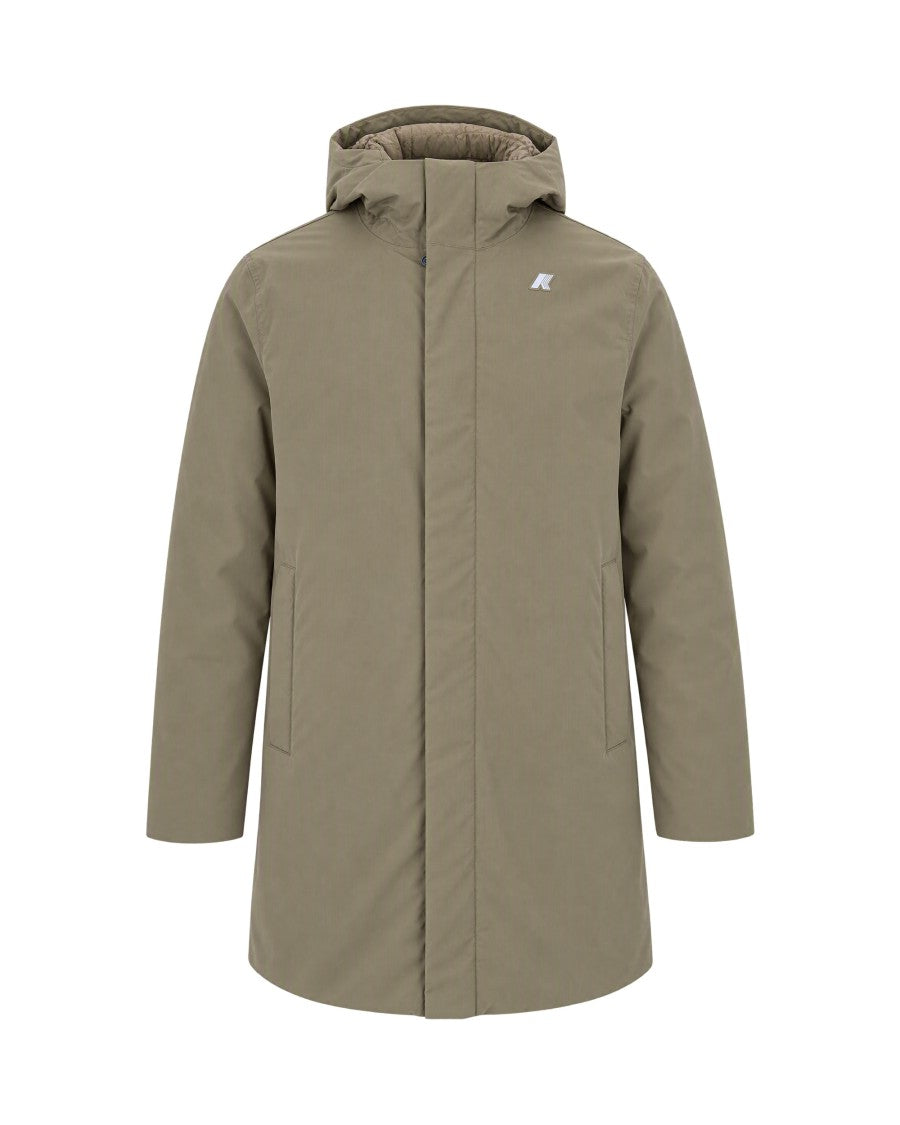 K-Way Mid-Length Micro Canvas Jacket With Eco-Friendly Insulation