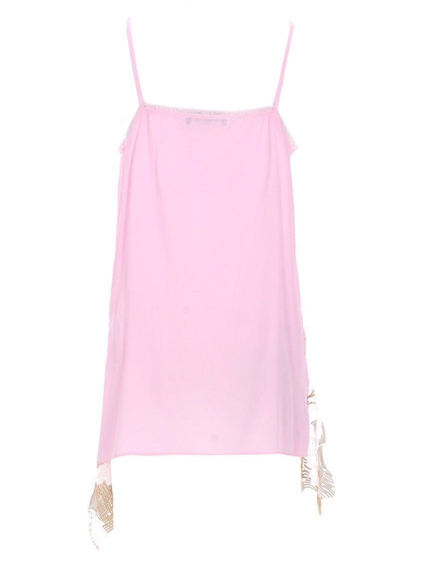 Fabiana Filippi Pastel Lace Hem Acetate Silk Top