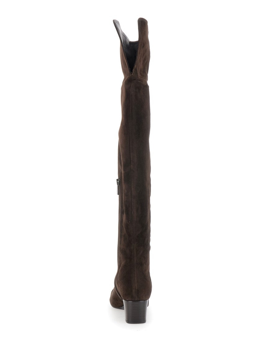 Carel Paris Over-The-Knee Brown Calf Suede Boots