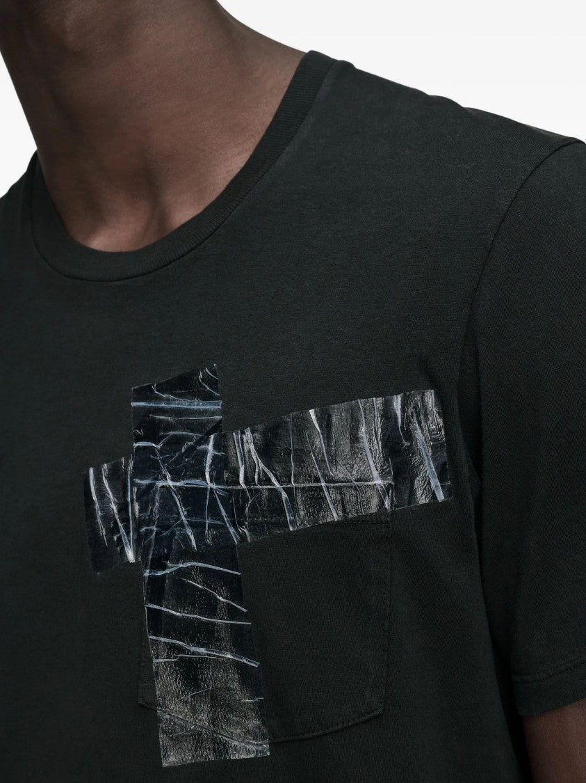 Maison Margiela Black Transparent Tape Detail Cotton T-Shirt
