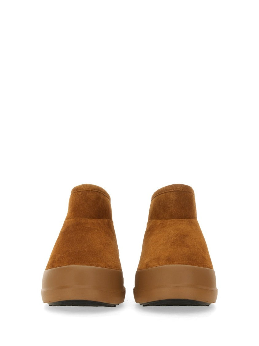 Moon Boot Suede Ankle Boots With Plush Fur Lining And Textured Sole