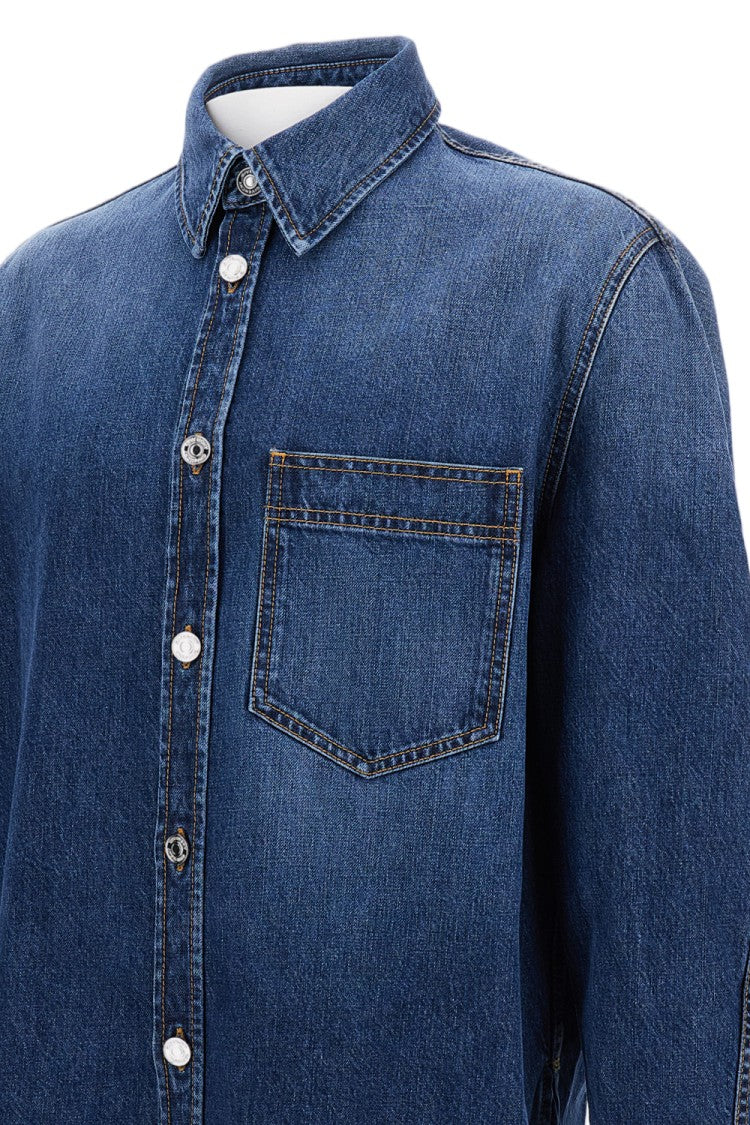Givenchy Oversized Washed Denim Shirt With Chest Pocket And Button Closure