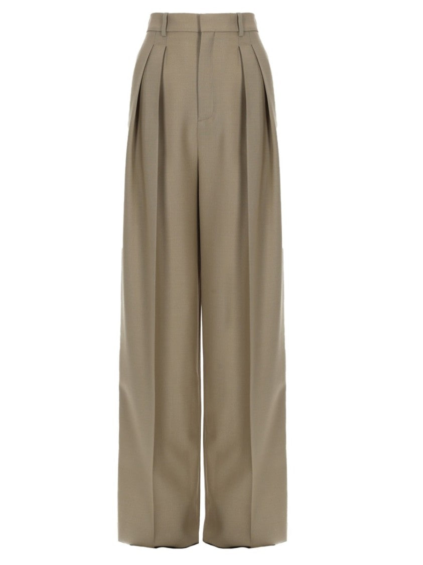 Saint Laurent Wide-Leg Tailored Trousers With High Waist And Pleats