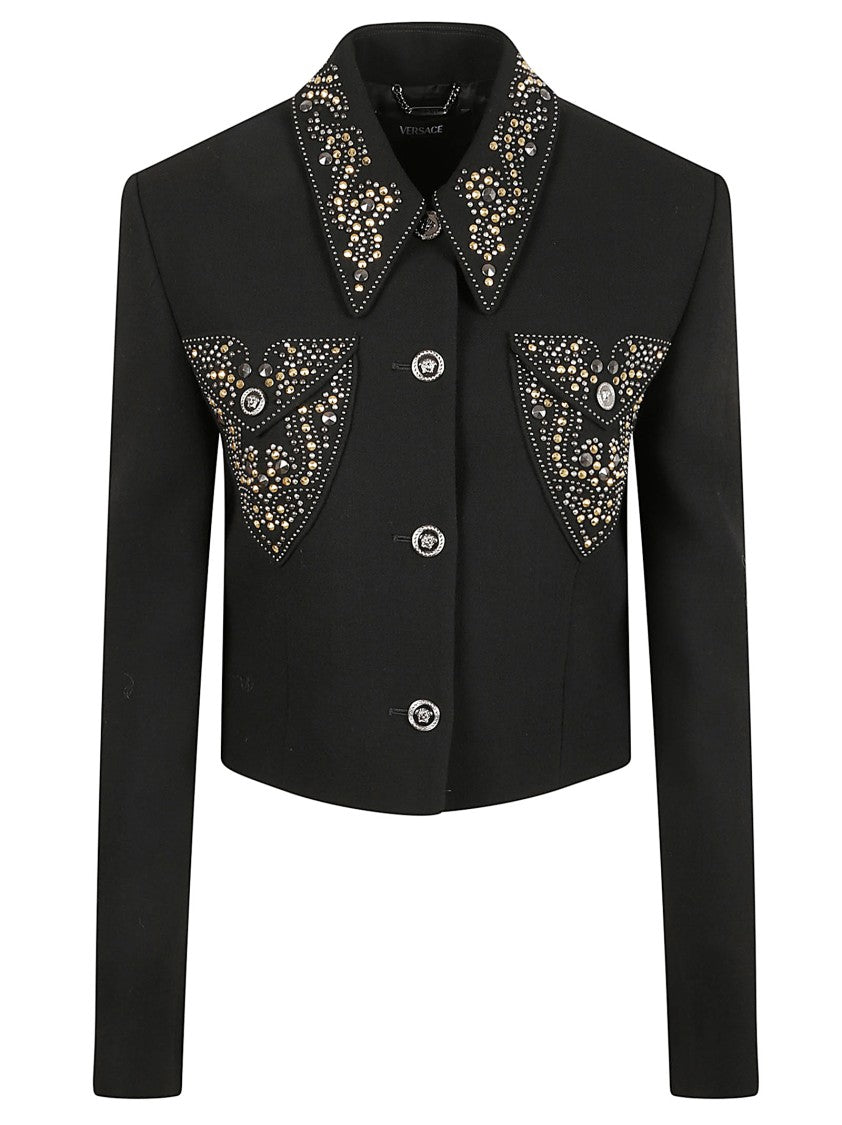Versace Lightweight Double Wool Crepe Short Jacket