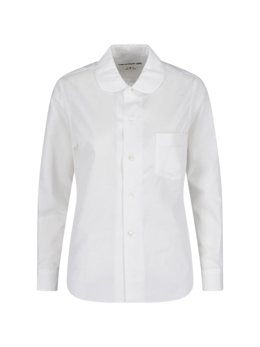 Comme Des Garçons White Peter Pan Collar Pleated Shirt