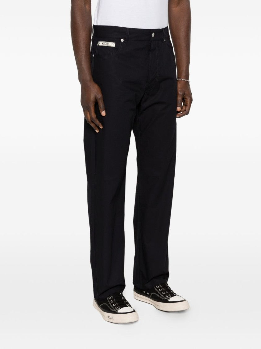 Moschino Blue Silk And Nylon Straight Trousers
