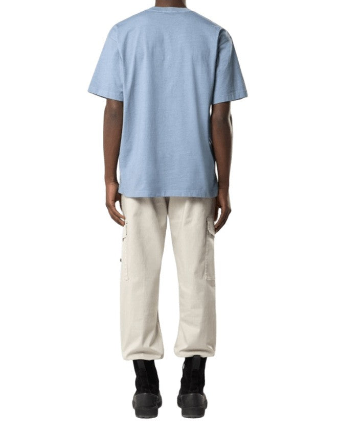 Stone Dust Blue Organic Cotton T-Shirt With Compass Patch