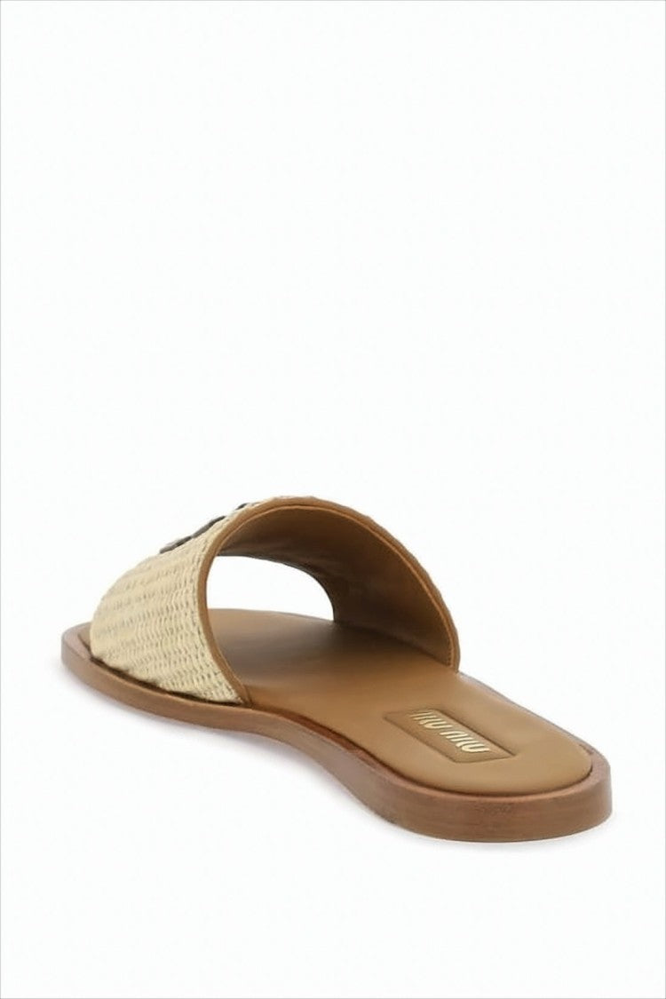 Miu Miu Woven Slide Sandal With Textured Upper