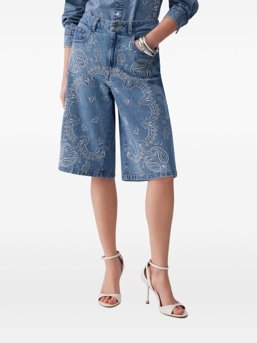 Liu Jo Light Blue Paisley Print Shorts