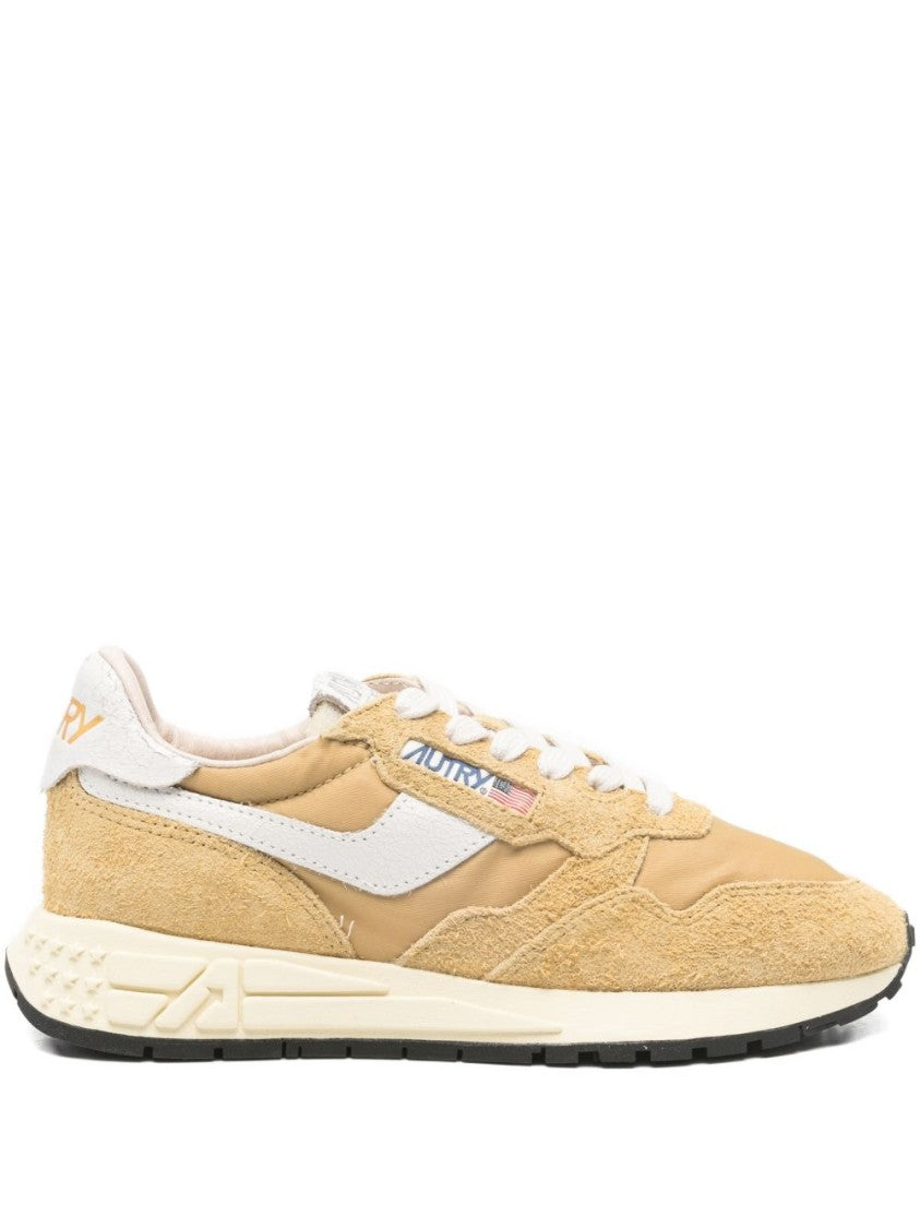 Autry Green Yellow Panelled Calf Suede Sneakers