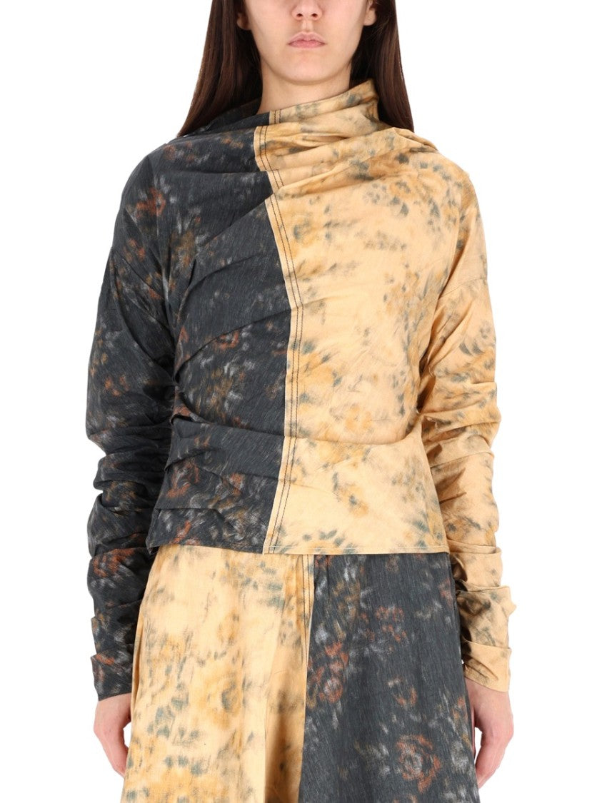 Ganni Ruched Long-Sleeved Top