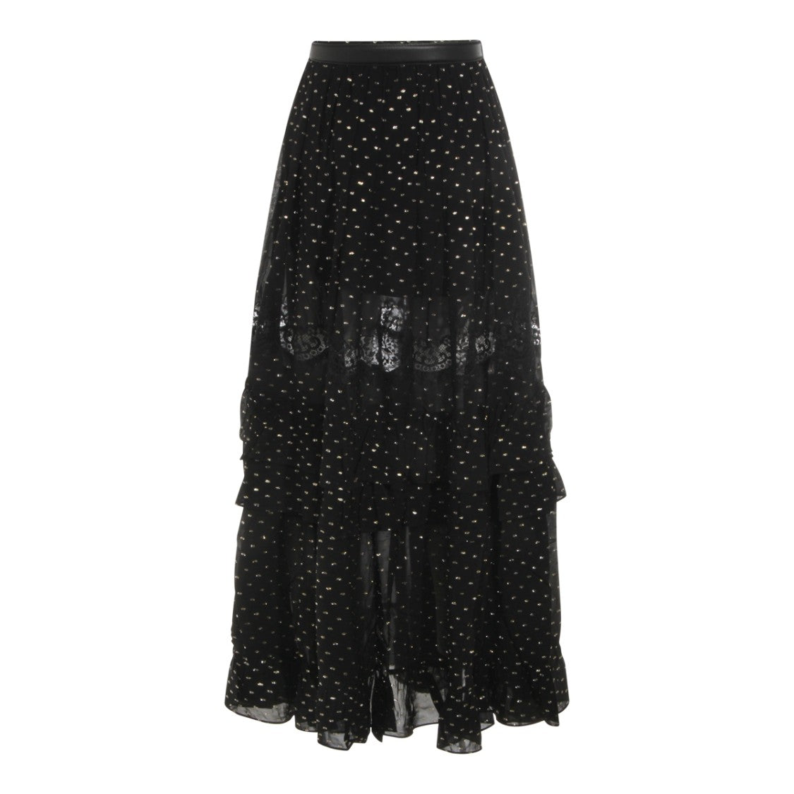 Self-Portrait Black Viscose Skirt