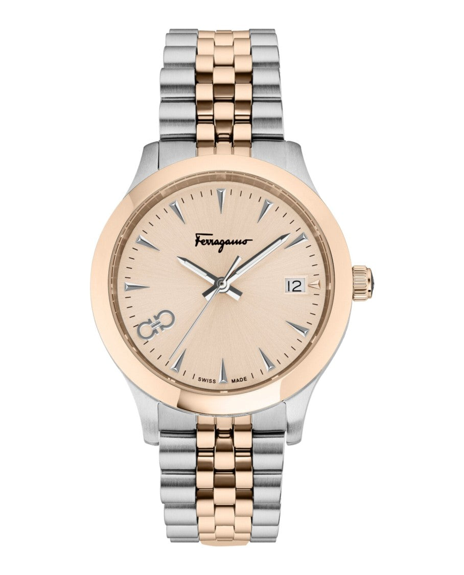 Ferragamo Duo Rose Gold Silver Two-Tone Watch