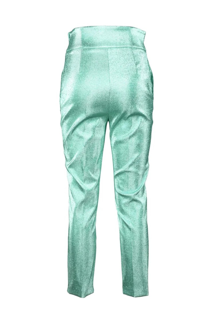 Elisabetta Franchi Metallic Trousers - Aqua Green