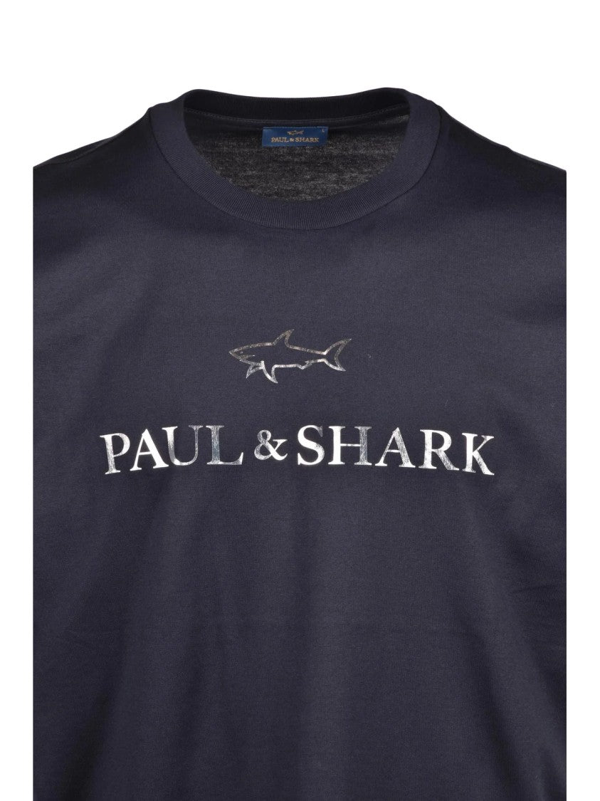 Paul & Shark Short-Sleeve Cotton T-Shirt With Shark Graphic