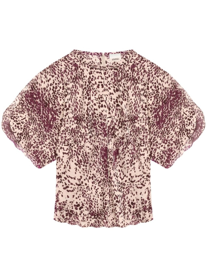 Isabel Marant Abstract Print Top With Puffed Sleeves