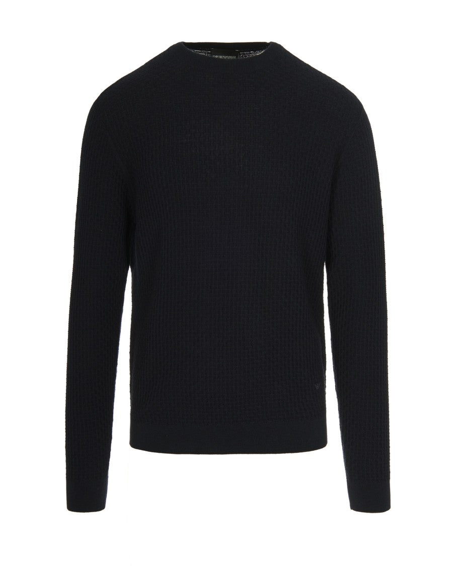 Emporio Armani Navy Blue Virgin Wool Sweater