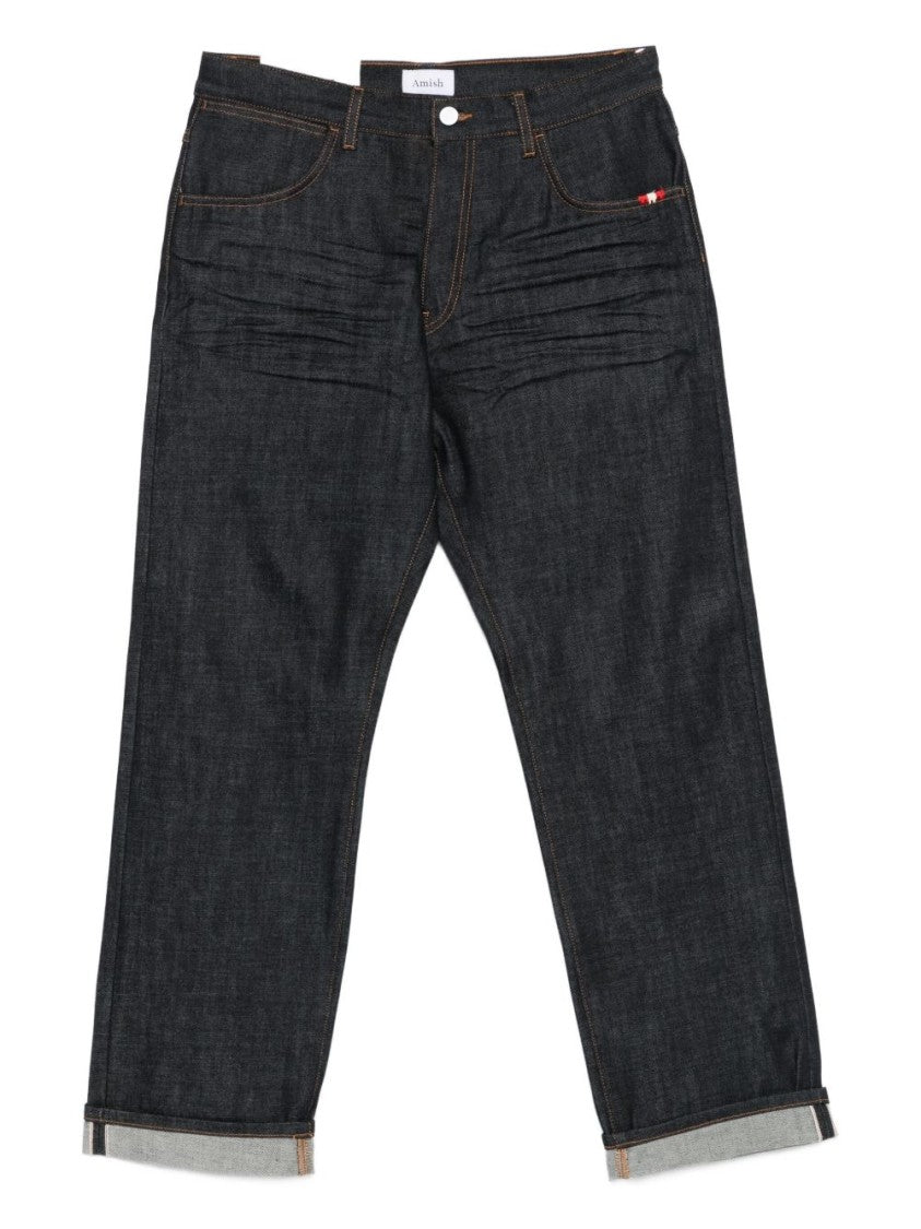 Amish Straight-Leg Denim Jeans With Five-Pocket Design