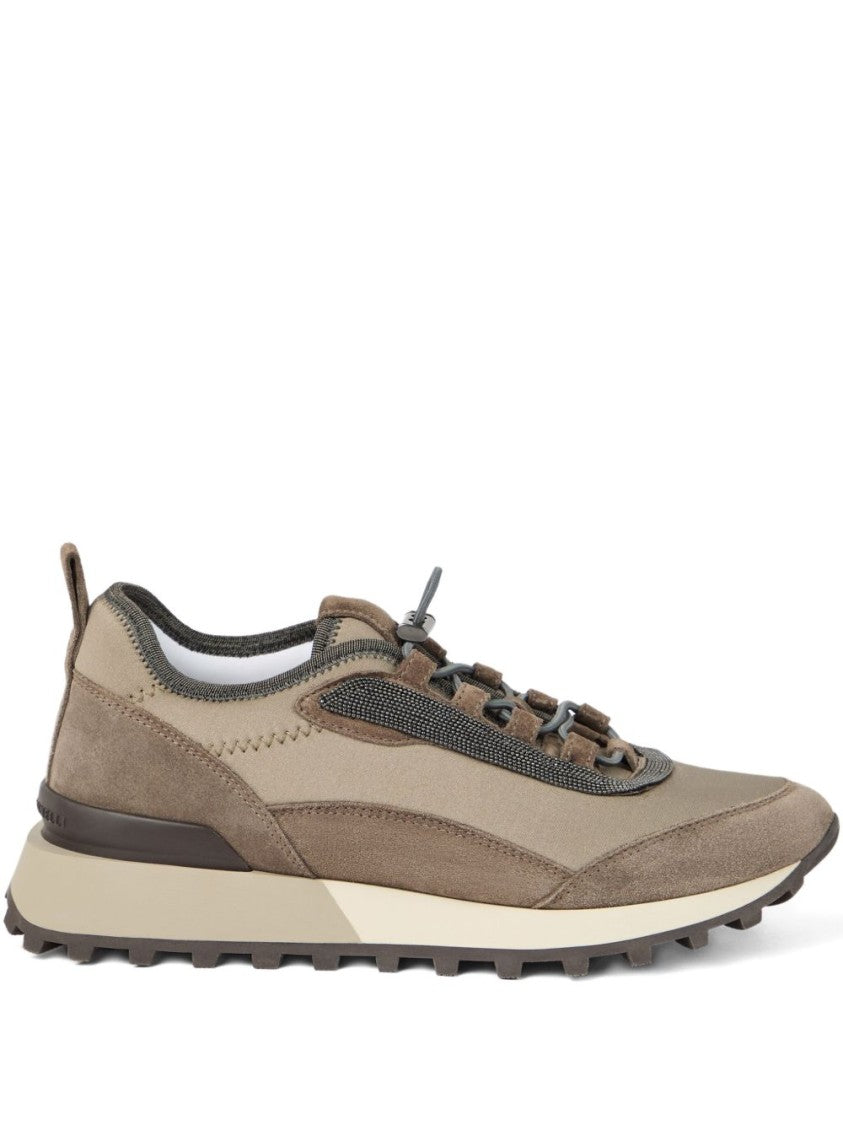 Brunello Cucinelli Runners In Techno Fabric And Suede