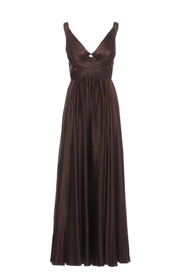 Zimmermann Brown Silk Bustier Dress With Flared Skirt And V-Neck