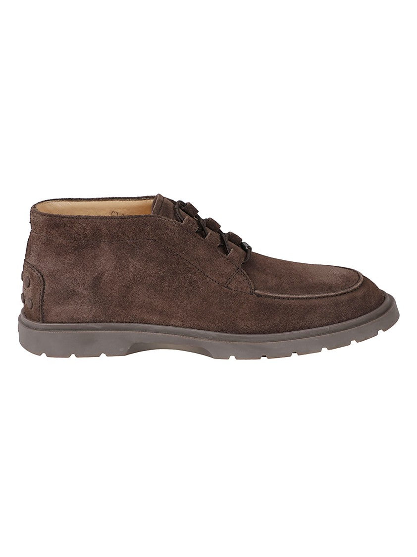 Tod's Soft Suede Calfskin Shoes With Textured Rubber Sole
