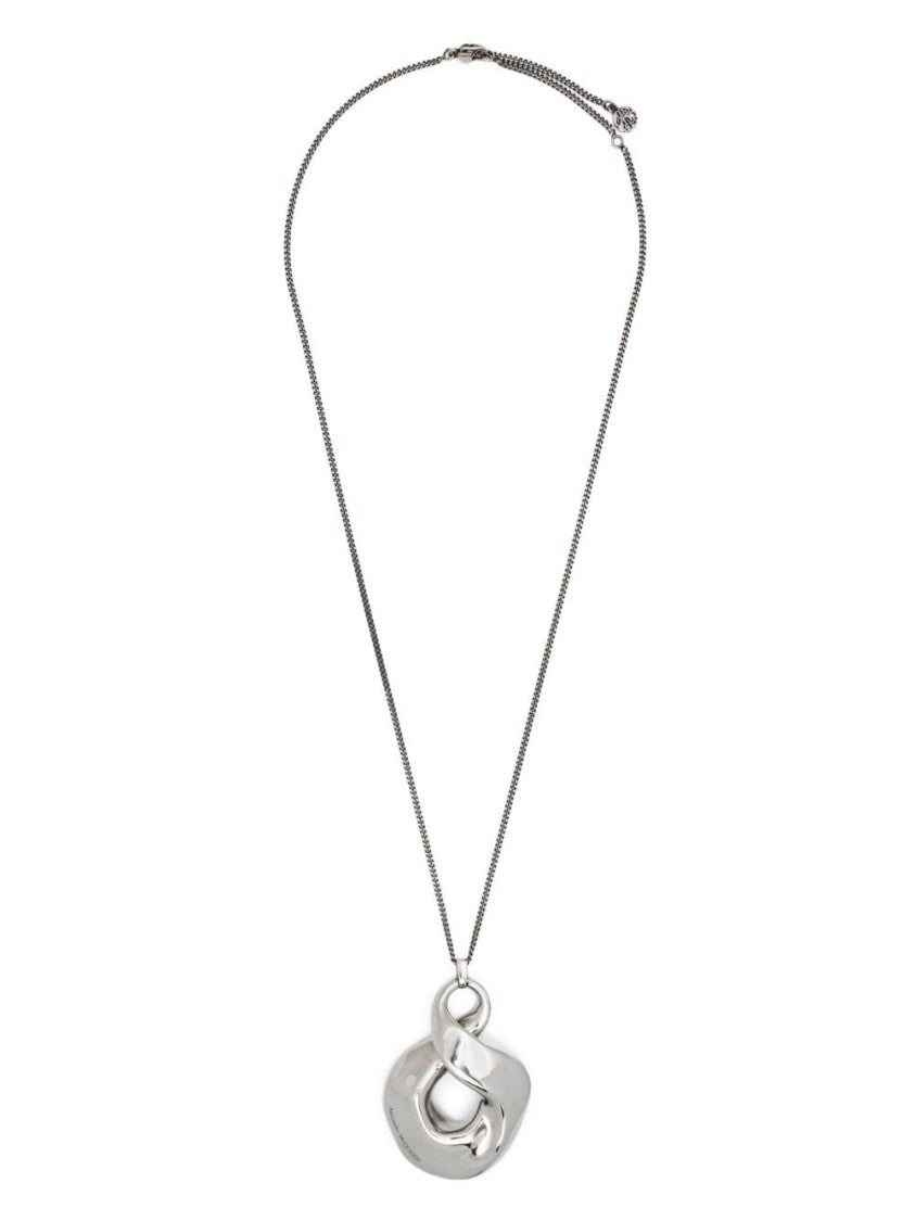 Alexander Mcqueen Silver Oversized Pendant Necklace