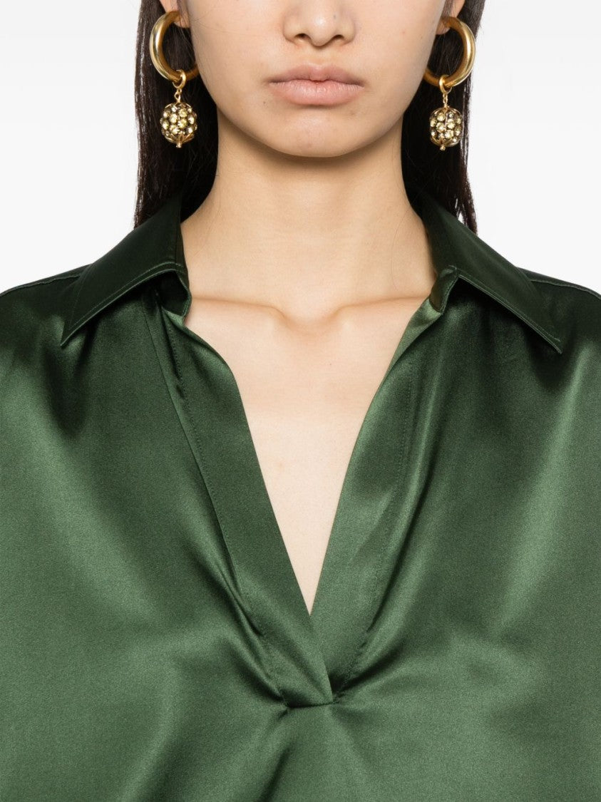 Tom Ford Plunging V-Neck Green Shirt