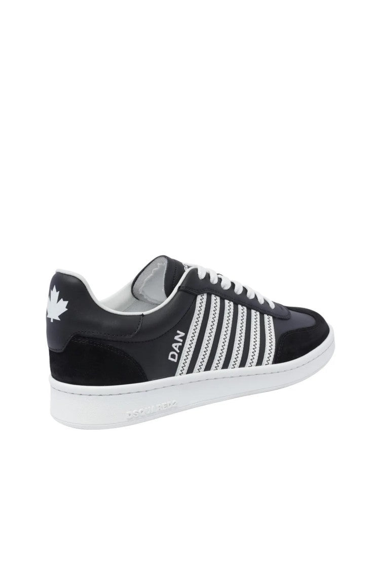 Dsquared2 Black Dan Striped Leather Sneakers