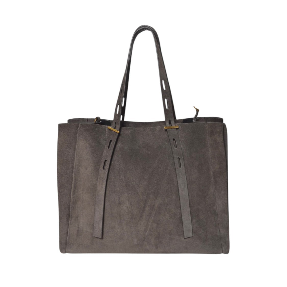 Mino Bossi Spacious Grey Suede Tote Bag With Adjustable Straps